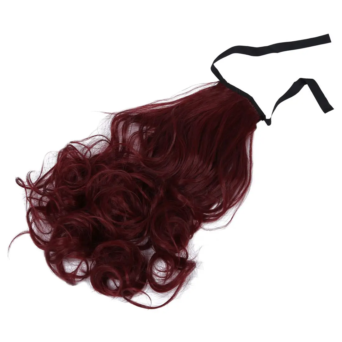 Longo rabo de cavalo clipe na cauda do cabelo, colorido encaracolado corpo onda cabelo extensões, fibra de alta temperatura, destaque trama, vinho tinto