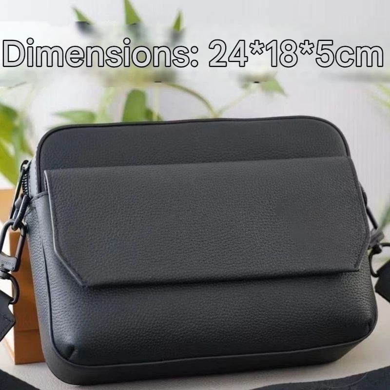 

Luxury Black Pebbled Leather Crossbody Messenger Bag Minimalist Square Shoulder Bag Fashion Commute Quality Bag