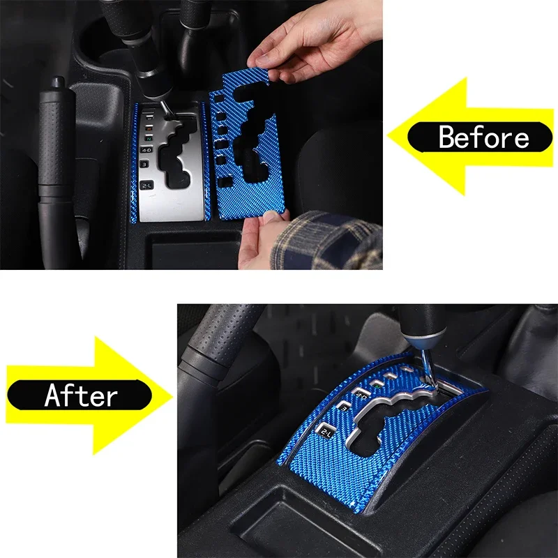 

For 2007-21 Toyota FJ Cruiser Soft Carbon Fiber Blue Car Console Gear Shift Box Panel Trim Frame Covers Sticker Car Accessories