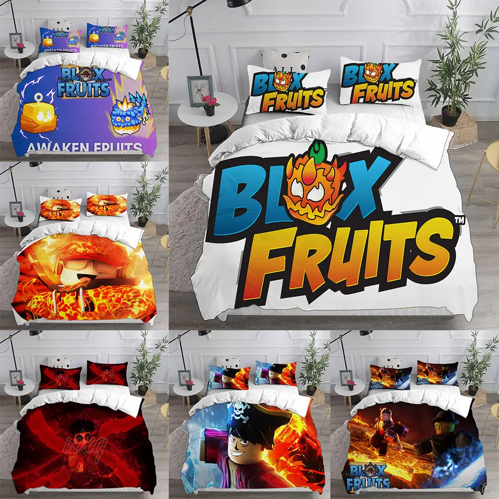 

Blox Fruits Bedding Sets Bed Cover Comforter Duvet Cover Pillow Case 2-3 Pieces Sets Kids Adult Bedroom Decoration