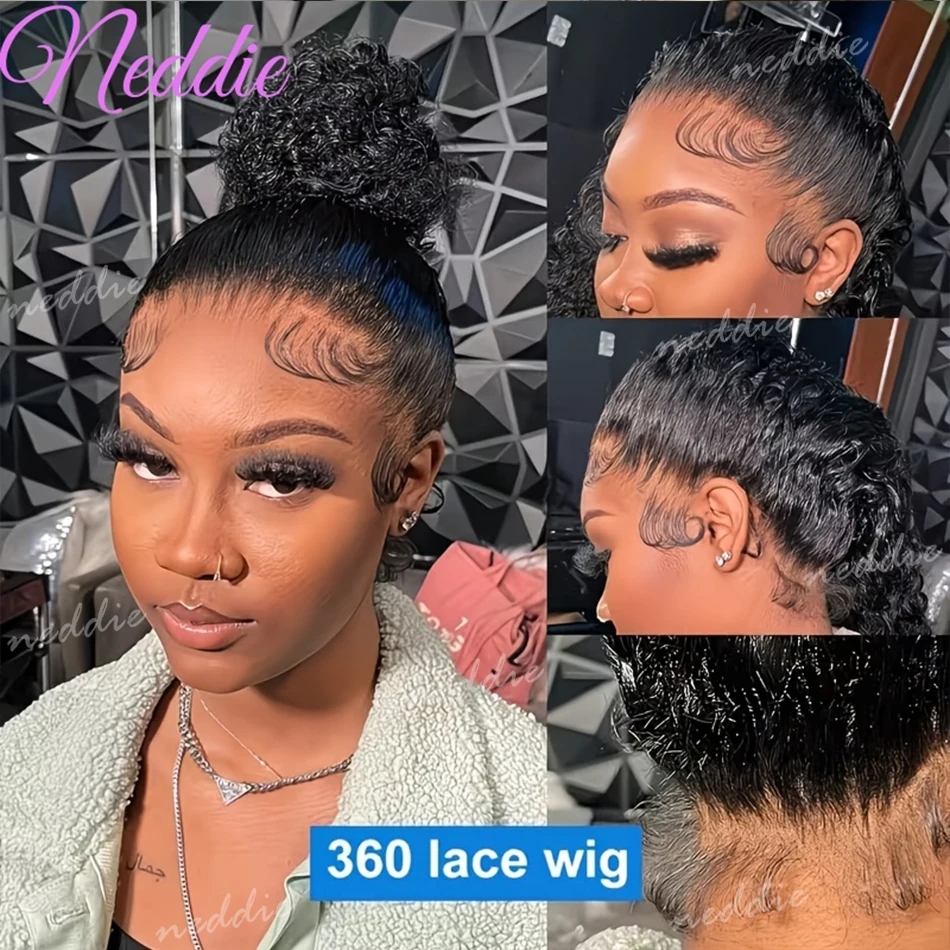 

360 Deep Wave Wig Curly Invisible Strap HD Lace Front 13x4 13x6 Human Hair Pre cut 360 Full Lace Wig Drawstring Wig Human Hair
