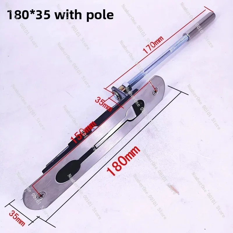 Stainless Steel Long Rod Hidden Door Lock, Universal Invisible Latch for Double Leaf Fireproof Security Doors