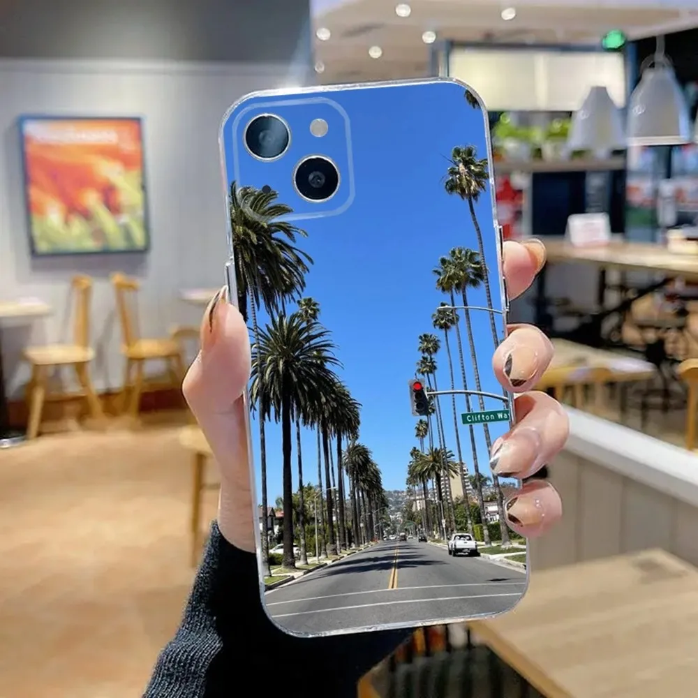 Travel Los Angeles California Phone Case For iPhone 15,14,13,12,11 Plus,Pro,Max,XR,XS,X,7,8 Plus,SE,Mini Transparent Soft Case