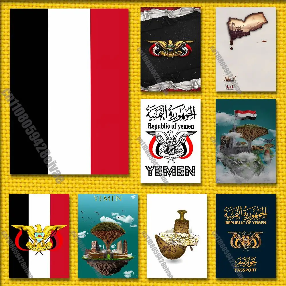 Yemen National Emblem Passport Map Flag Poster Sticker Suitable For Home Decoration 10x15cm Self-adhesive Gifts Playbill Case