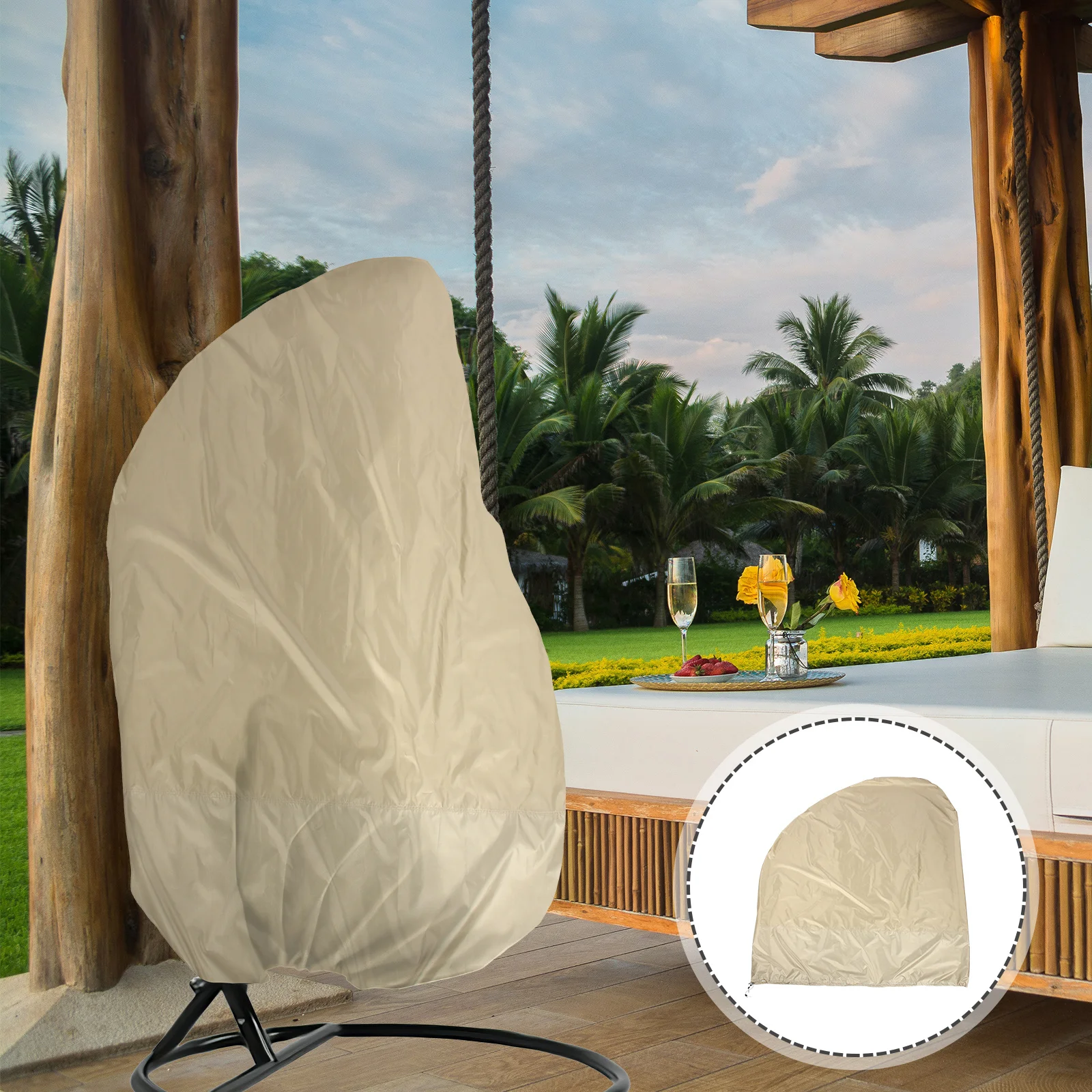 

Patio Hanging Egg Chair Cover Weatherproof Oxford Fabric Swing Chair Protective Cover for Outdoor Garden Use Fine Steel Wool