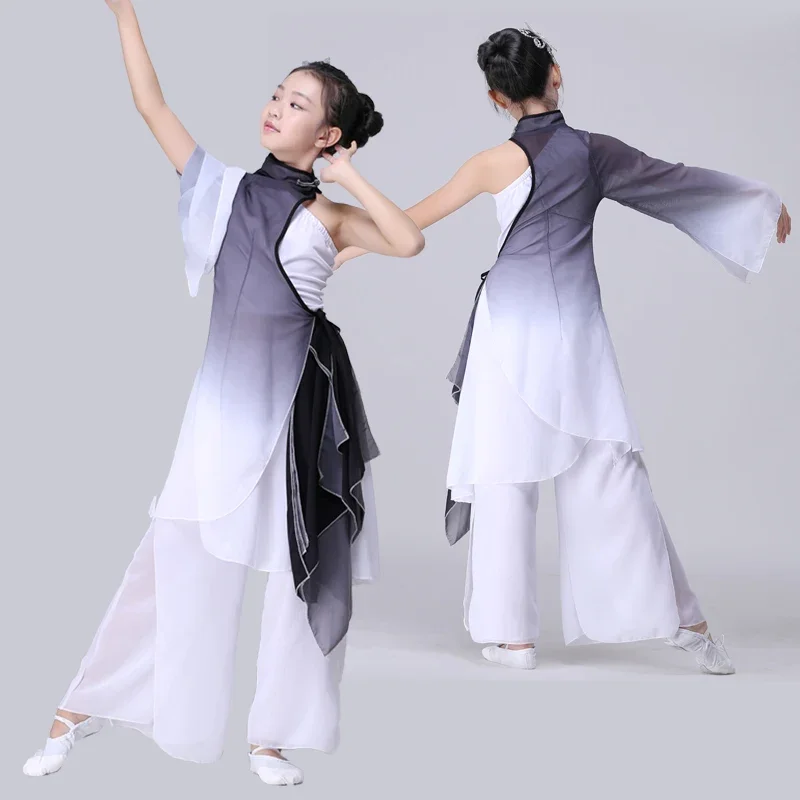 Chinese Folk Dance Classical Yangko Dance Costumes Children Girls Ancient Traditional National Fairy Hanfu Yangko Performance