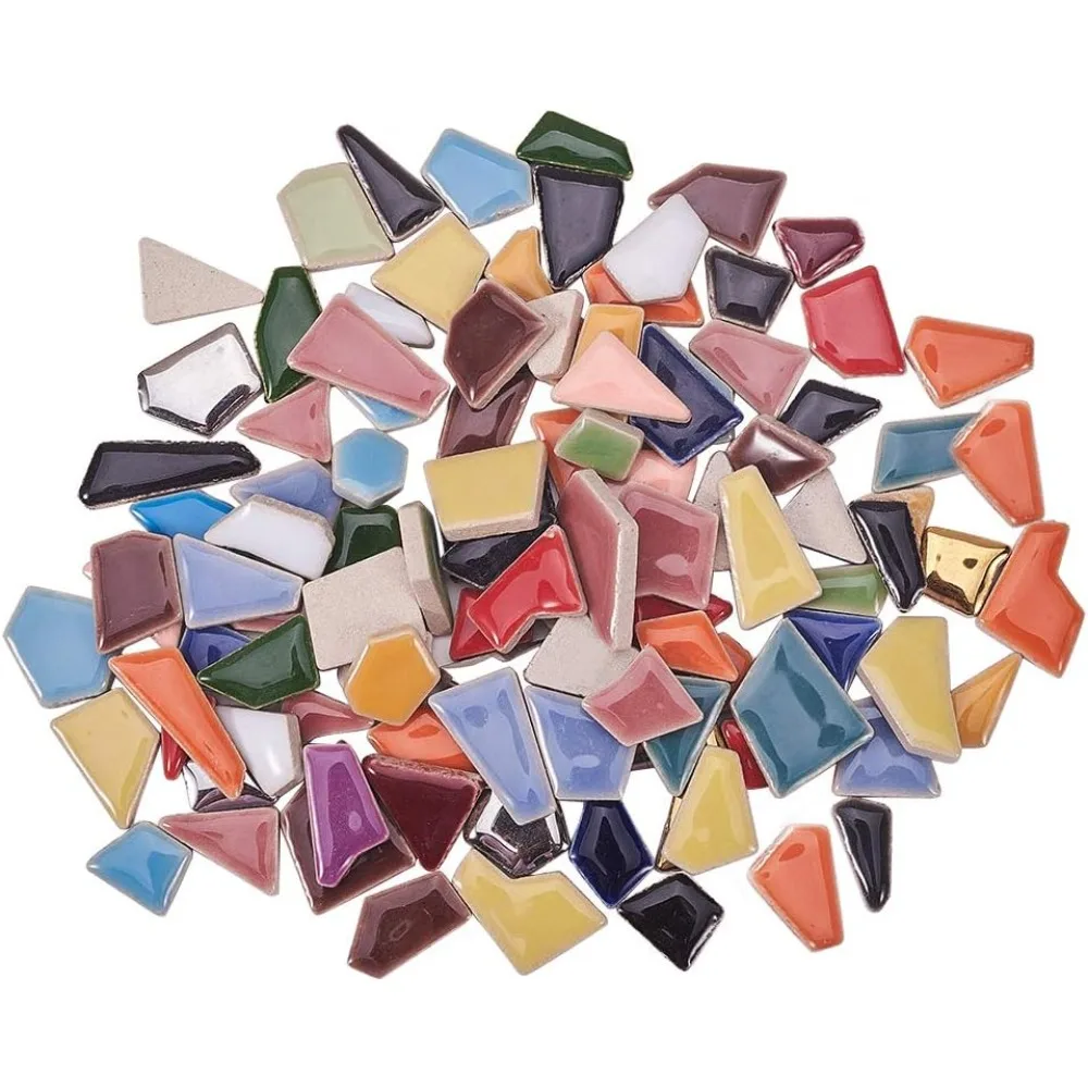 250g / 210pcs Ceramic Mosaic Tiles Pieces Chips Vases Picture Frames Flowerpots Mosaic Pieces for DIY Crafts Home Decoration