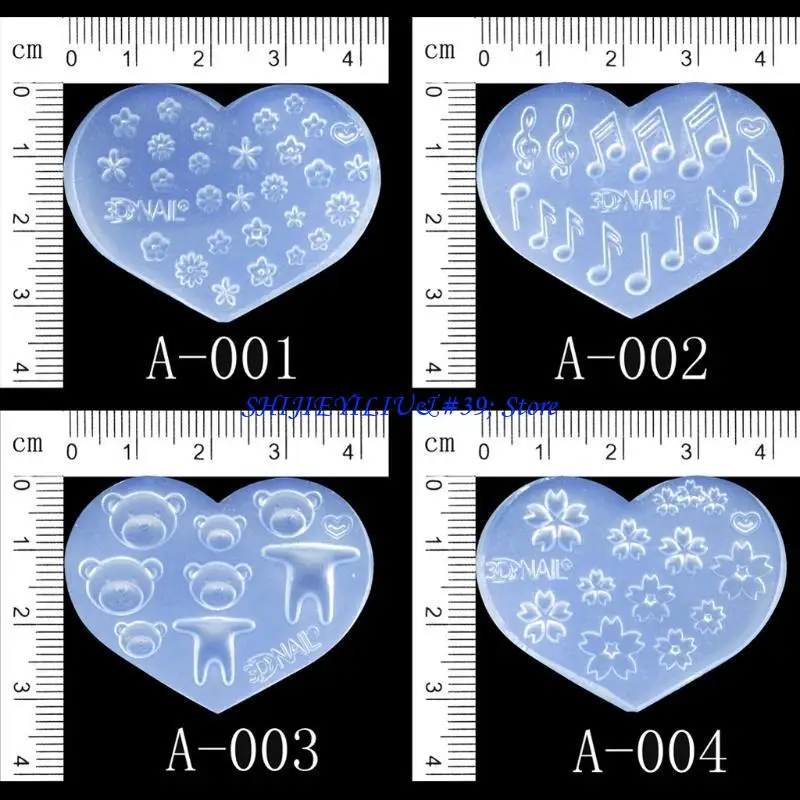 E21F 28Pcs Beatiful Silicone Template Flower Mold DIY Art Mold Silicone