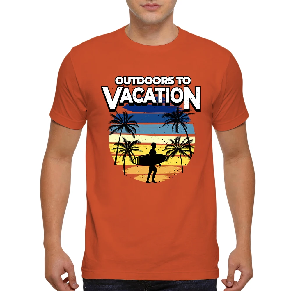 Mens 100% Cotton T Shirt Outdoors To Vacation Surfboard Palm Tree Beach Print Casual Breathable Vintage Short Sleeve Daily Wear