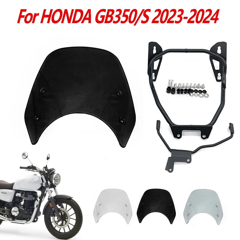 For HONDA GB 350 S GB350 GB350S 2023 2024 Motorcycle Front Windscreen Windshield Fly Screen Shield Wind Deflector Bracket Holder