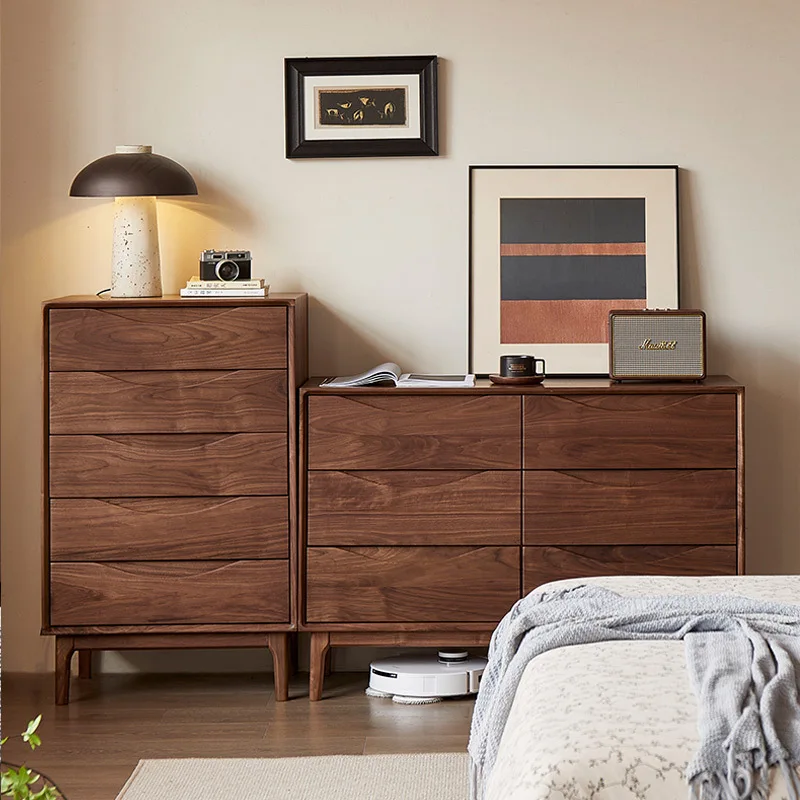 

Solid wood chest 1.2 meters Nordic bedroom North American black walnut six-bucket cabinet living room storage all logs