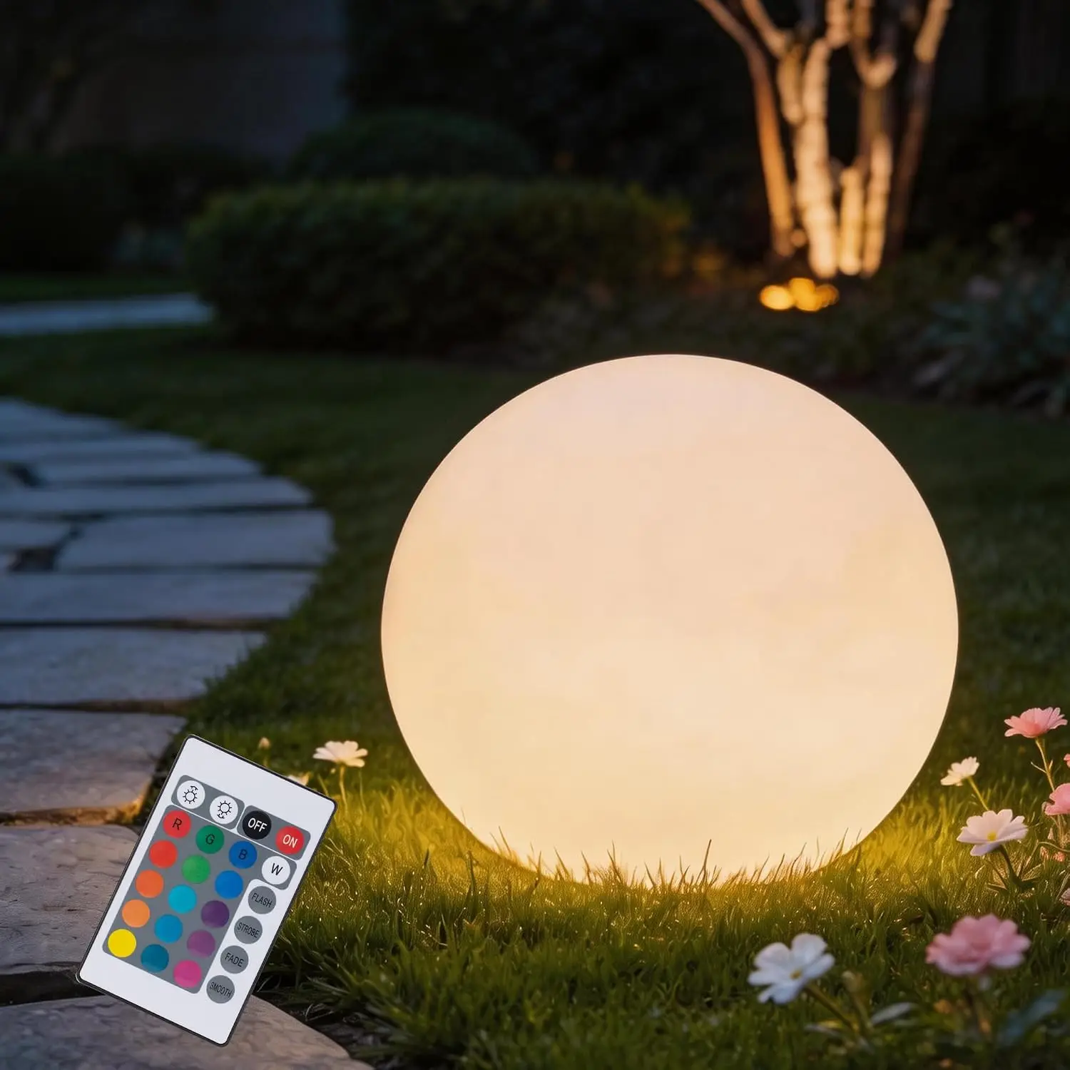 Solar Globe Lights Outdoor,12 Inch RGB Solar Ball Light with Remote Control
