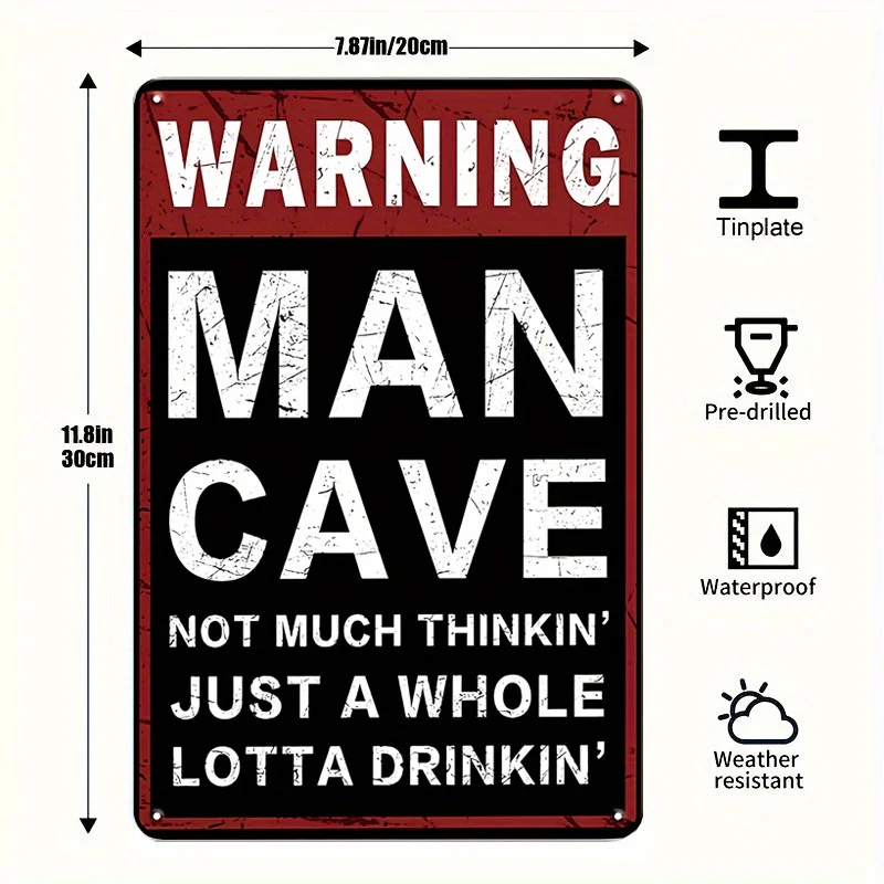 Decorative Sign& Plaque 6pcs Vintage Humorous Warning Signs, Retro Metal Plaques for Home, Office, Bar, for Man Cave, Garage Dec