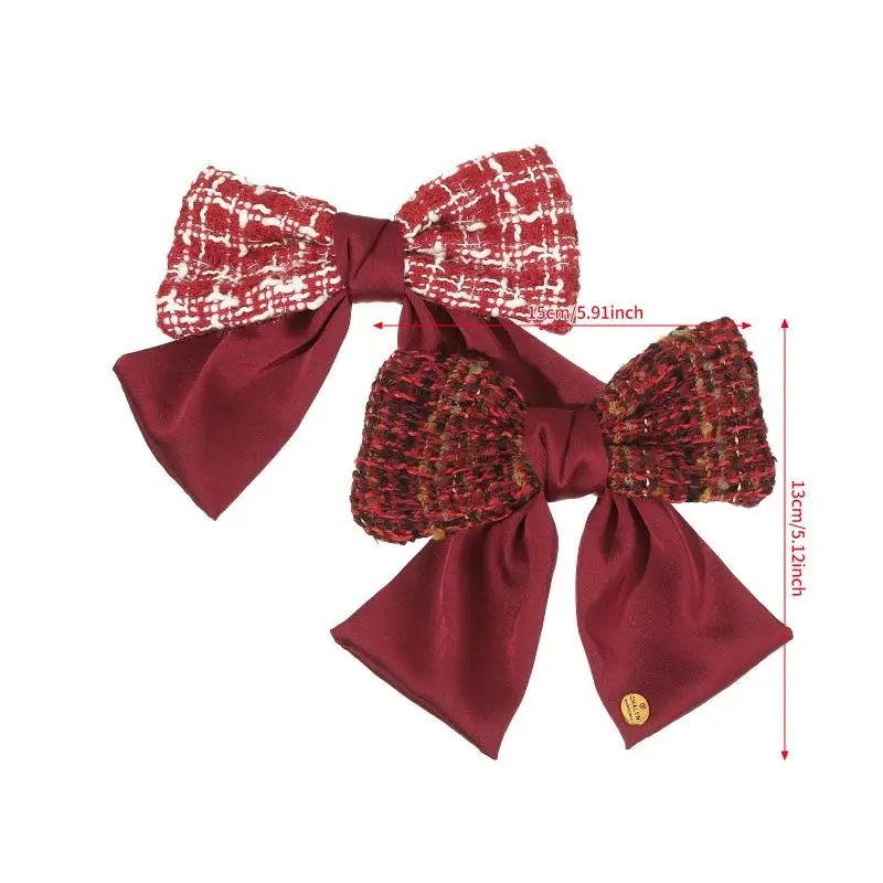 Fermaglio per capelli con fiocco scozzese rosso, fermaglio per capelli da donna, temperamento dolce, festa di Capodanno, copricapo da principessa, accessori per capelli alla moda, regali