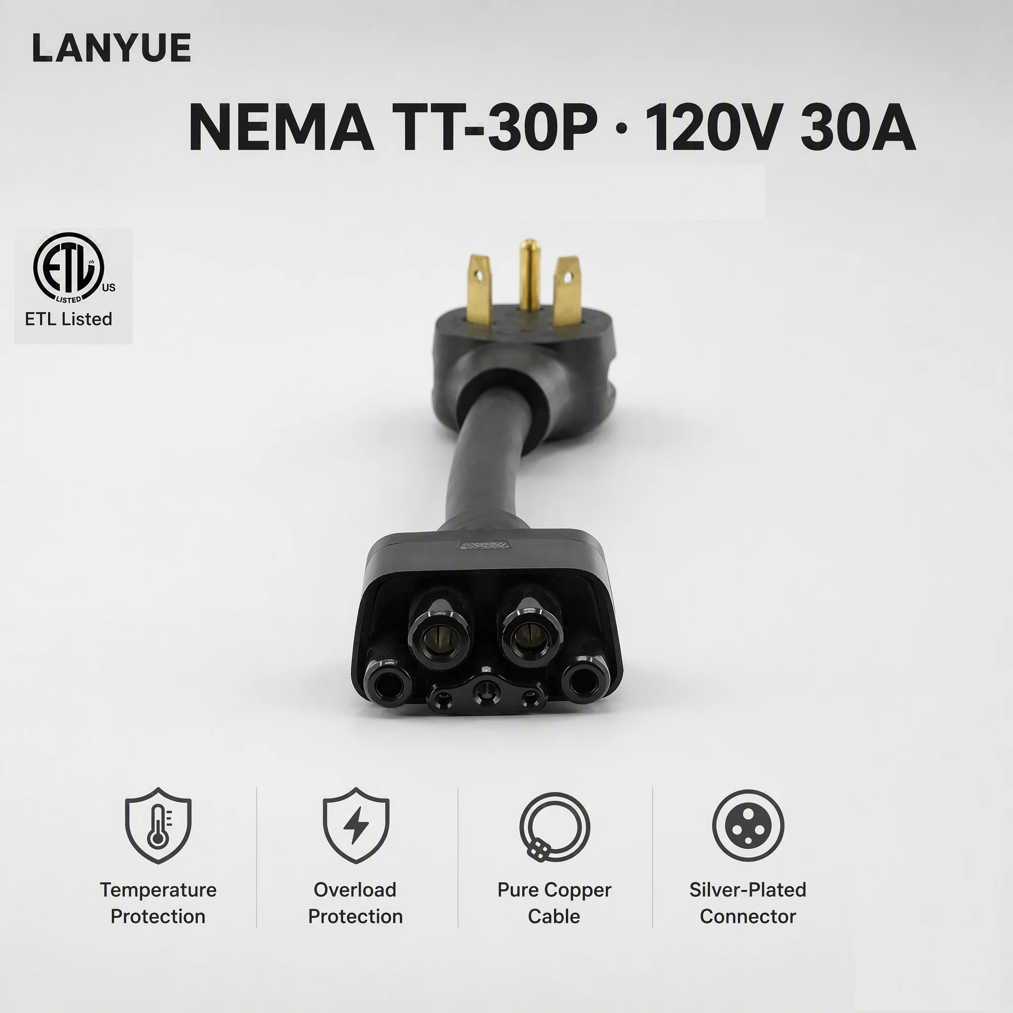 NEMA TT-30P Gen 2 Ev Charger Extension Cord Connector Adapter NemaTT-30PExtension for Tesla Nema TT-30P Adapter