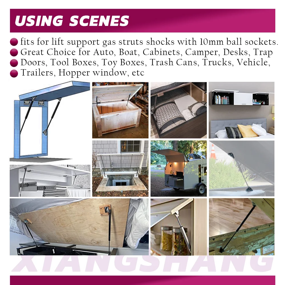 Soporte de montaje de perno de bola de 10MM para resorte de Gas Universal, puntales de elevación, soporte de choque de acero, paquete de 2, paquete de 4