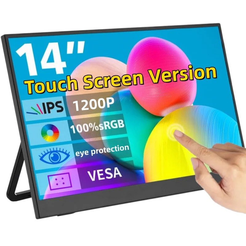 XAITH UCKY 14-inch Touch Portable Monitor, Non-Touch Version Available. 16:10 Aspect Ratio, 400 Nits Brightness. Compatible with