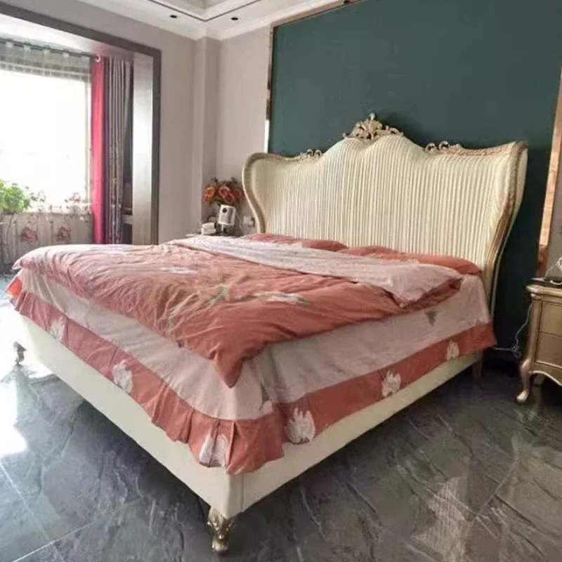 Modern Light Luxury Bed European Solid Wood Fashionable Double Design Bed Confortable High Quality Bedroom Muebles Furniture
