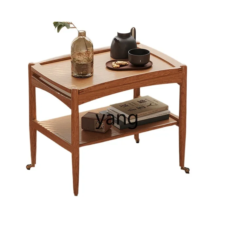 

XYY solid wood edge few kitchen movable trolley cherry wood small apartment rack