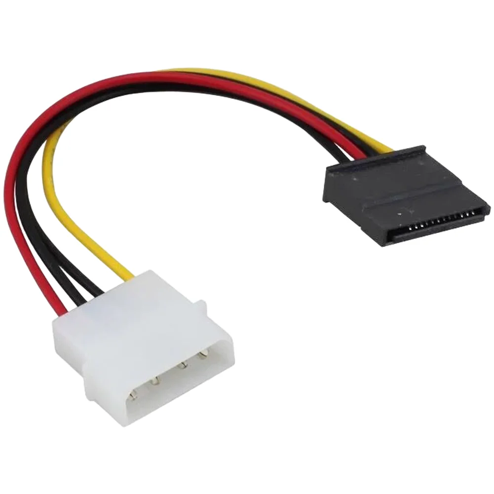 Black 20cm 4 Pin Male To 15 Pin Female Cable Adapter Converter For IDE Hard Drive Optical Disk Computer PC Supply
