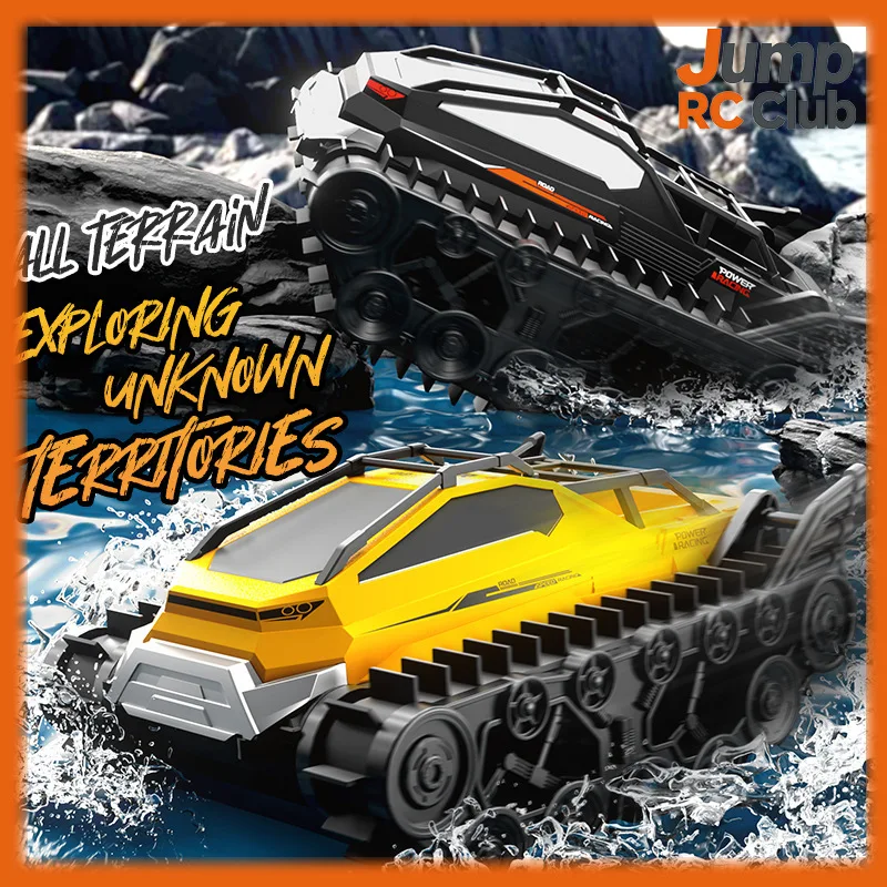 JJRC New Amphibious RC Tank All Terrain Tracked Vehicle Water Land Remote Control Electric Toy for Kids Boys Outdoor Play Gift