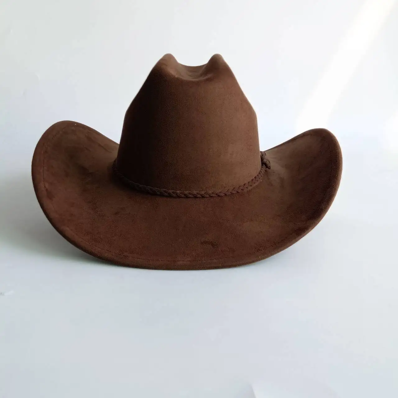 Sombrero de ranchero de ala ancha de gamuza vegana con ala de 9,5 cm para hombres y mujeres, sombrero de vaquero estilo Cattleman, sombrero Fedora unisex de vaquero