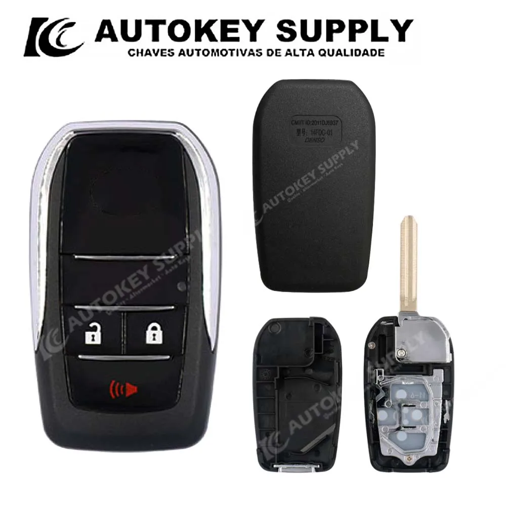 AutokeySupply AKTYF126 2-1 Buttons RAV4 Reiz Vios Crown car straight remote control modified folding key shell For Toyota/Camry