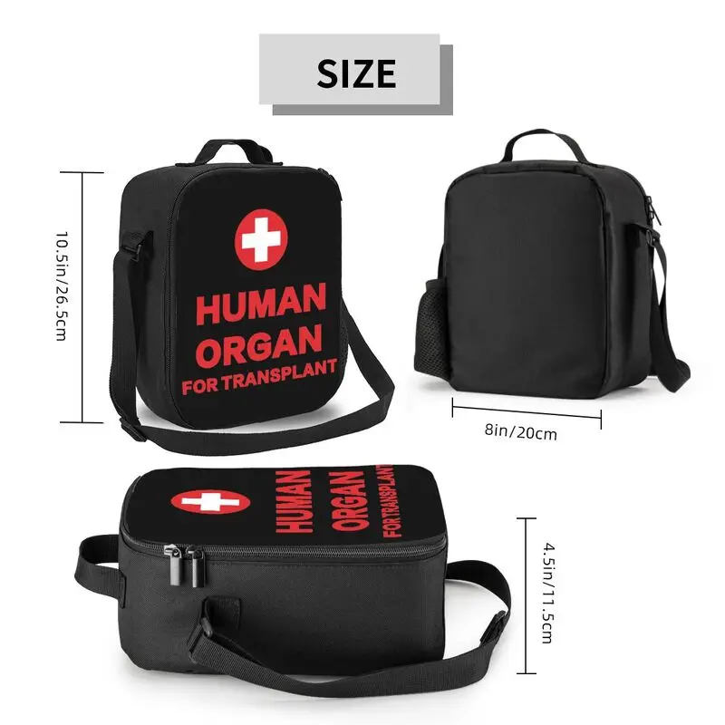 Funny Human Organ for Transplant Insulated Lunch Box Portable Lunch Bag Reusable Thermal Bento Tote Bag for Adults Kids Gifts