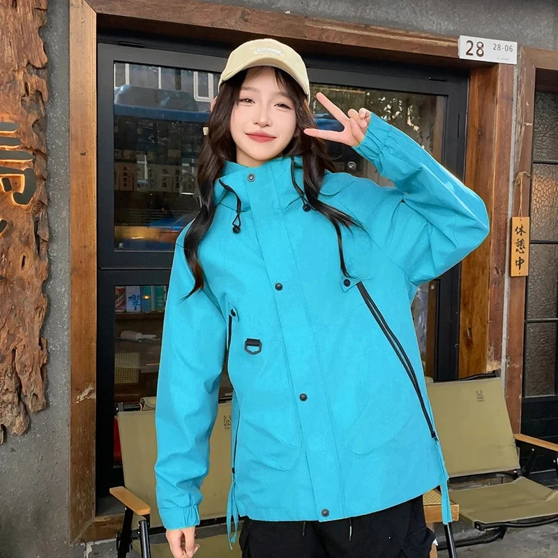 الكورية الترفيه مقنعين سترة ربيع الخريف الإناث سستة Stormtrooper معاطف 2025 الرجال النساء موضة سترة واقية في الهواء الطلق أبلى