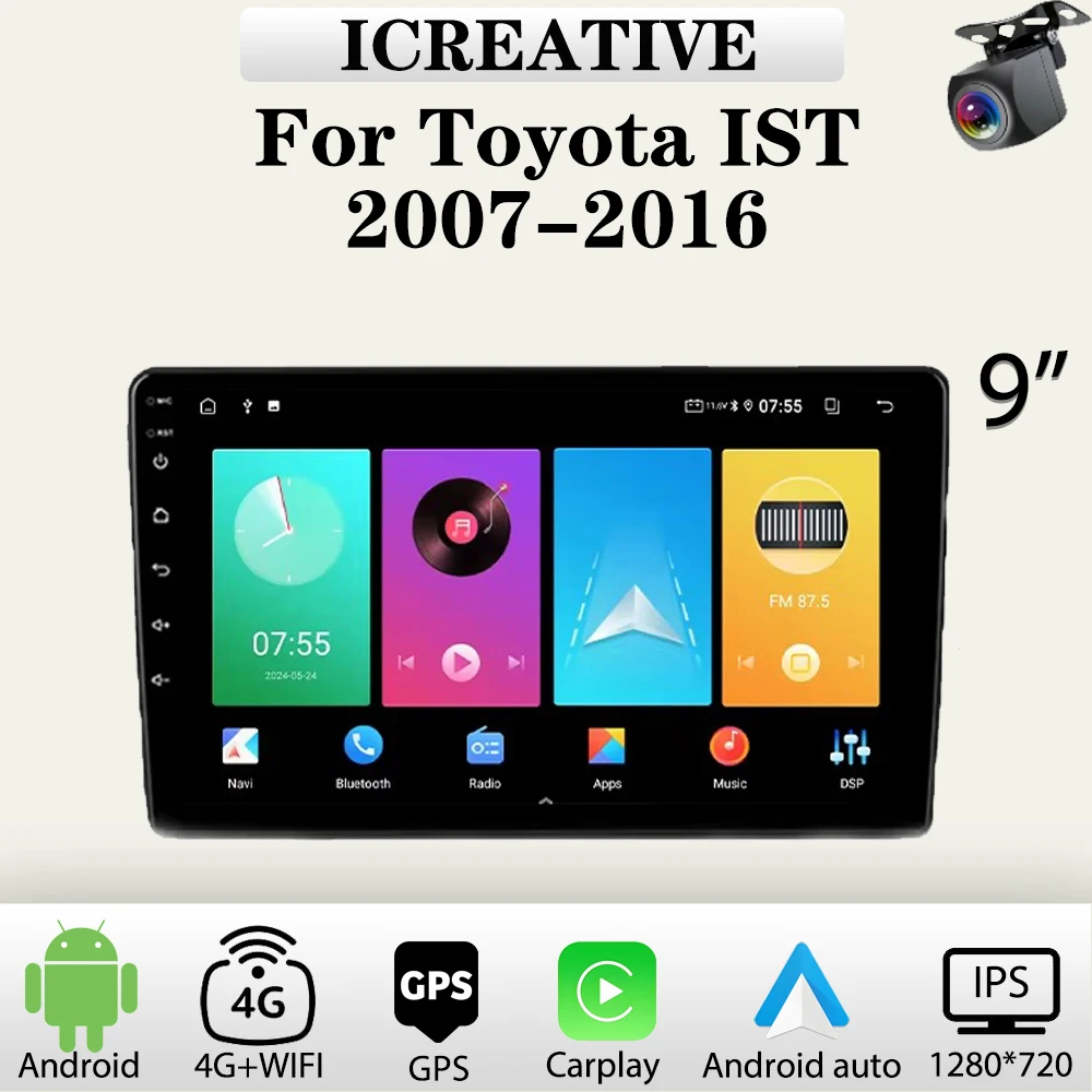 

Car Radio Android for Toyota IST 2007 - 2016 9'' Multimedia Carplay Player 2Din Car Stereo Autoradio Head Unit Navigation GPS