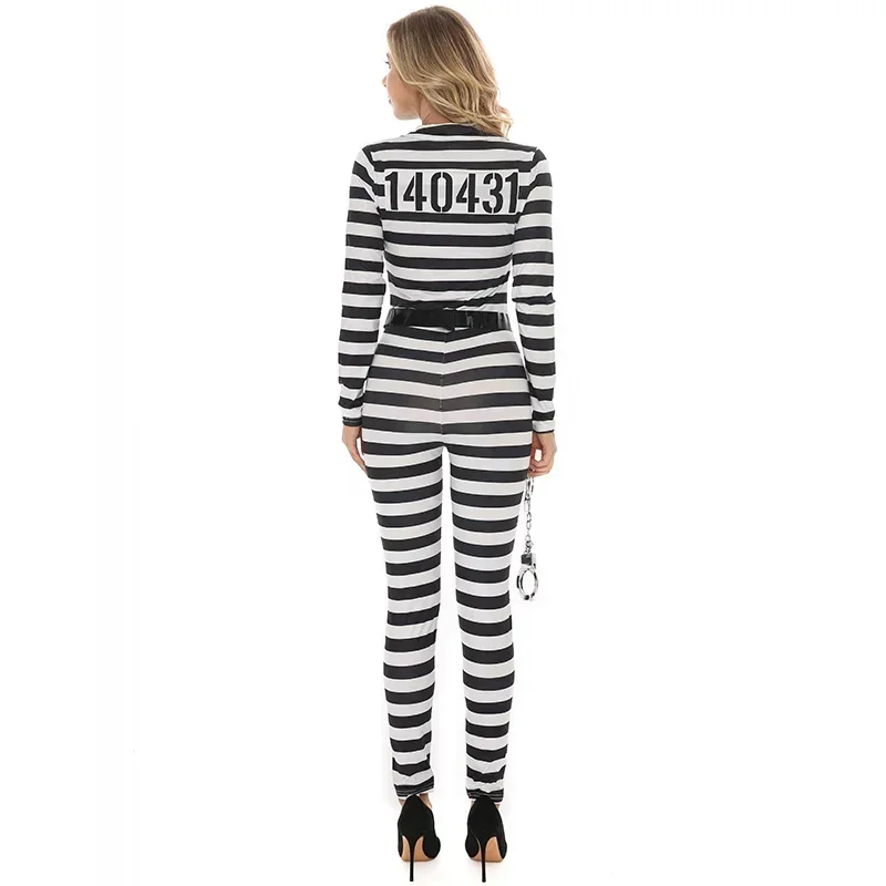 Halloween Carnival Party Prisoner Costumes Adult Fancy Dress Cosplay for Women Men Couples