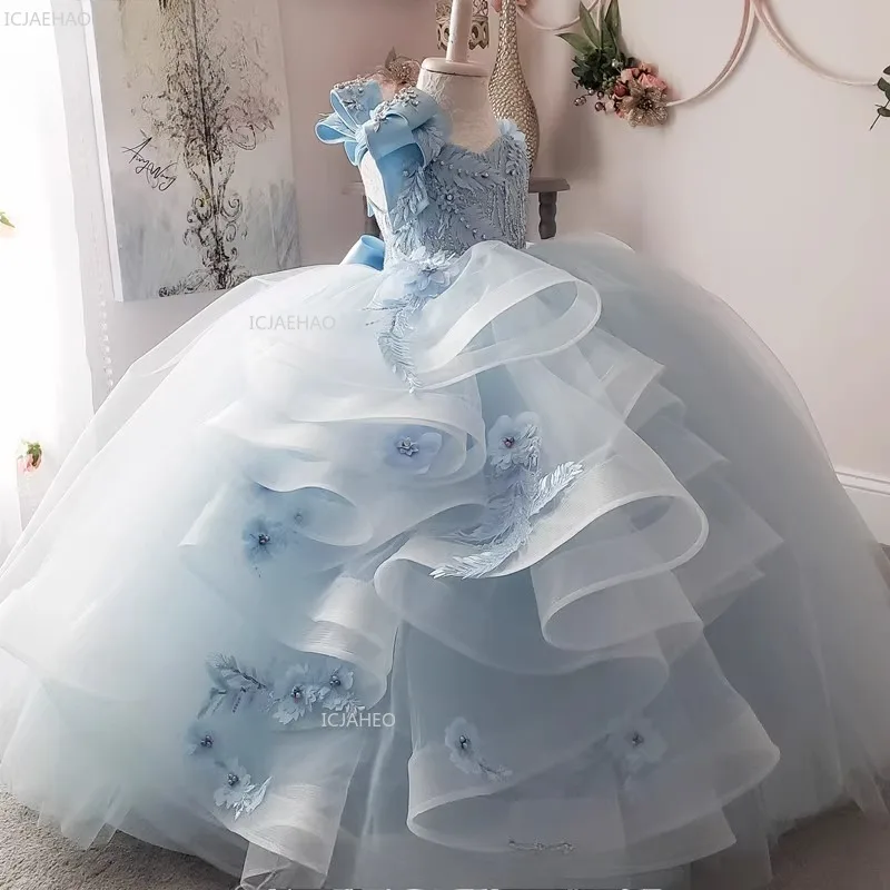 

Голубое детское длинное платье принцессы для девочек, нарядное вечернее платье для выступлений, торжеств, конкурсов, банкетов, концертов пианино