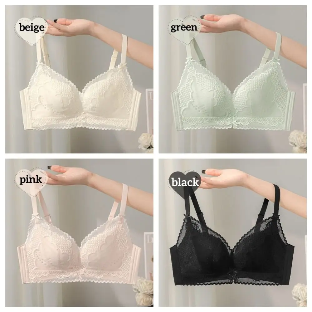 

Close Fitting Sweet Push Up Bras Flower Shockproof Lace Bras Lingerie Anti-sagging Wireless Bra Gifts