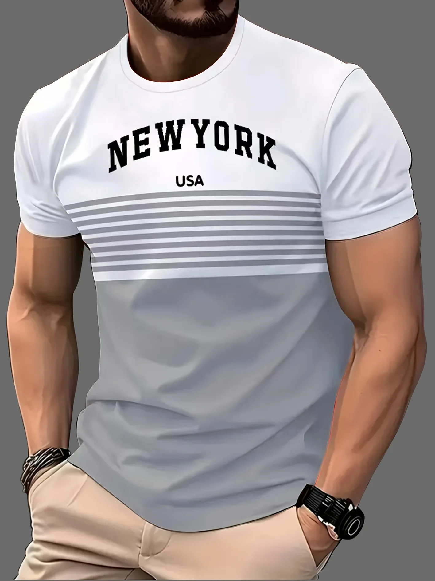 تي شيرت قصير الأكمام للصيف والصالة الرياضية والأنشطة الخارجية (أسود/أبيض/أحمر)، ملابس رياضية خارجية | مظهر رياضي | نسيج قابل للتنفس #5