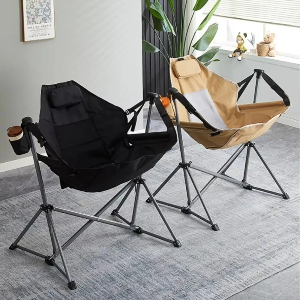 Portable Outdoor Leisure Chairs Camping Rocking Foldable Swing Recliner Breathable Eco-Friendly Moon Hanging Chair view 2
