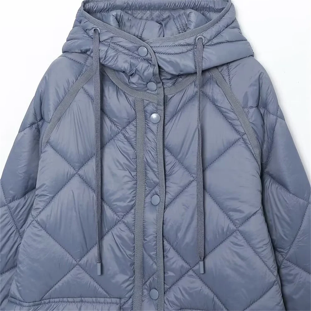 Inverno nuove donne abbigliamento moda senso di fascia alta semplice versione lunga giacca in cotone con cappuccio decorazione monopetto