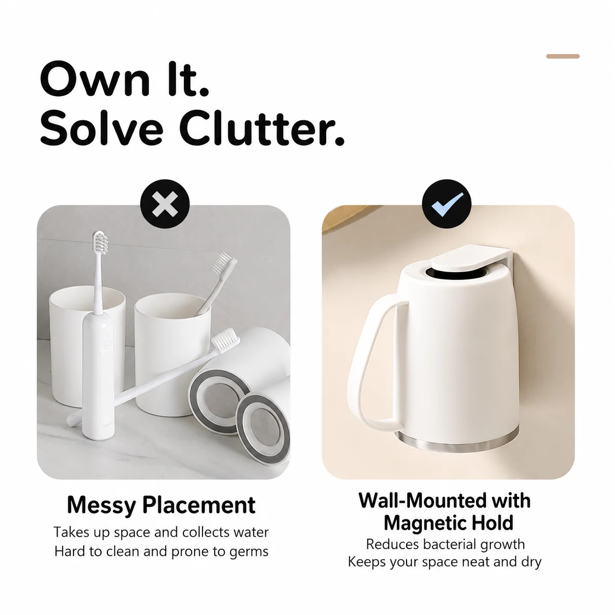 Magnetic Wall-mounted Toothbrush Holder 304 Stainless Steel Cup_voghion.com
