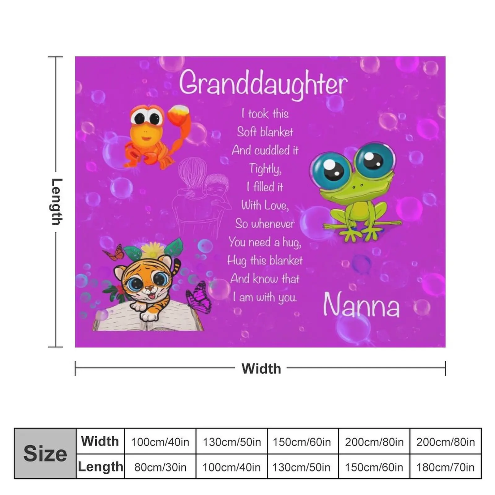 To Granddaughter, love from Nanna, cuddle blanket Throw Blanket Plush For Baby Blankets