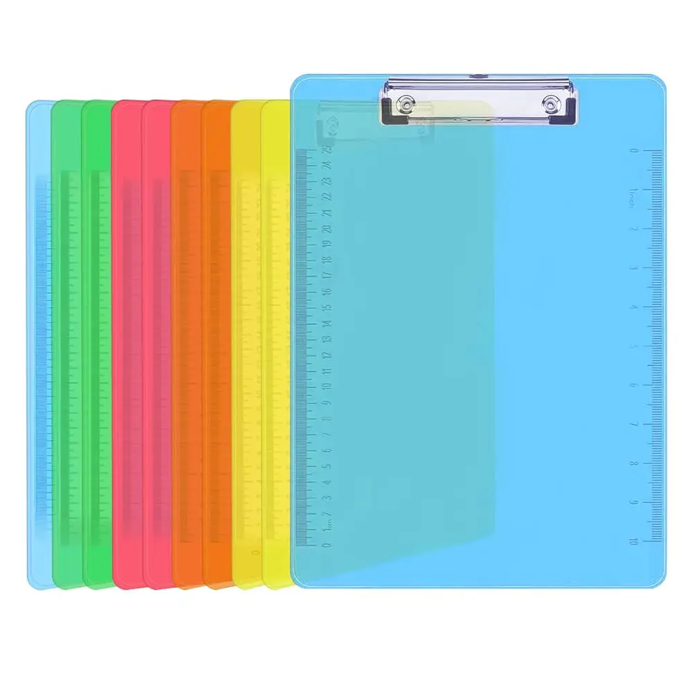 

Plastic Clipboards, 10 Pack Clear Colored Clipboards, Low Profile Clip Board 12.5 x 9 Inch Standard Letter Size, Office Supp