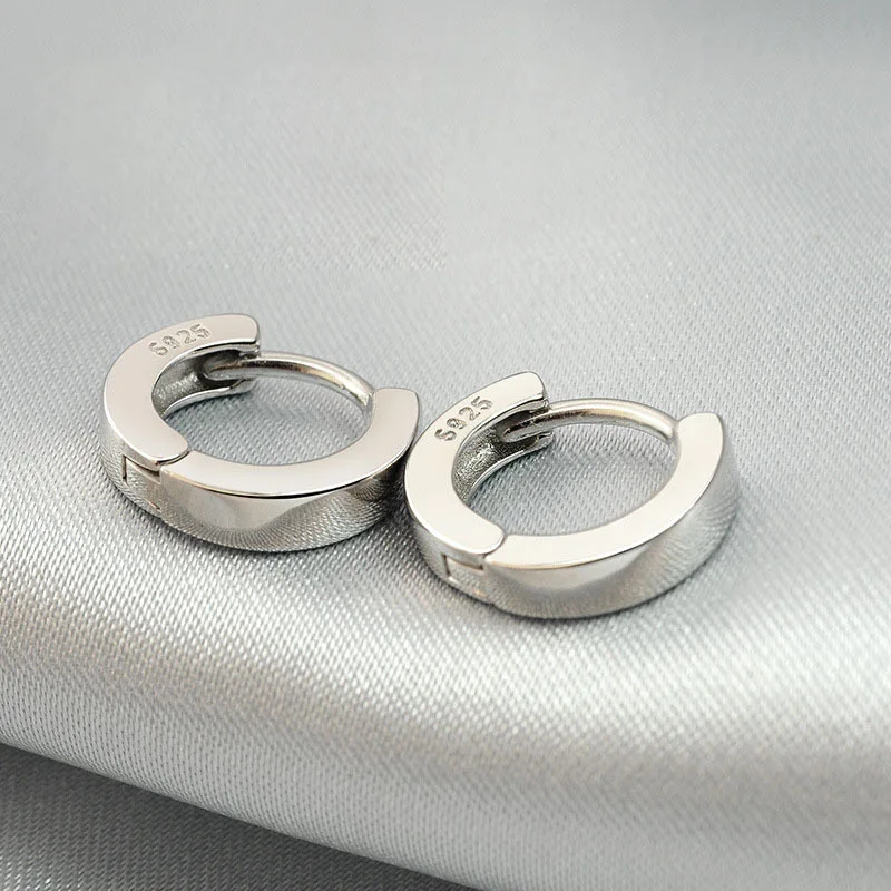 BF CLUB 925 Sterling Silver Smooth Circle Hoop Earrings For Women Smiple Party Wedding Accessories Jewelry Christmas Gift