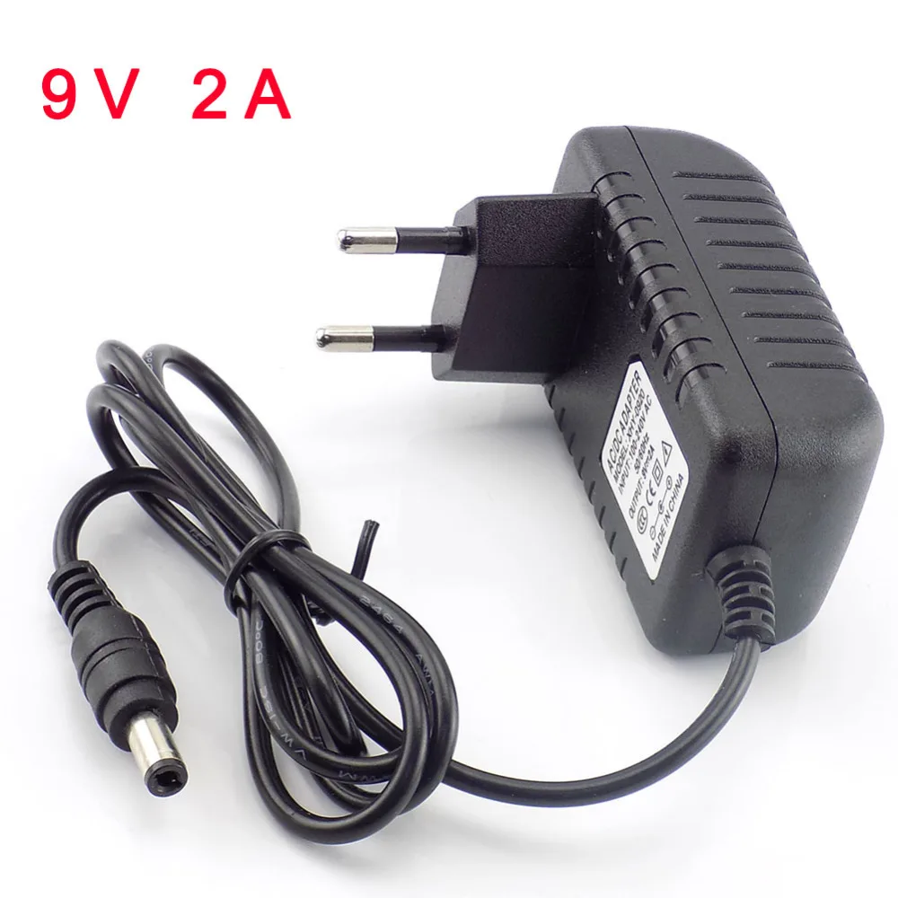 Power adapter 9V 2A 2000ma 5.5x2.1mm 5.5x2.5mm 1M cable power supply EU US adaptor AC 100V-240V Converter Adapter D1