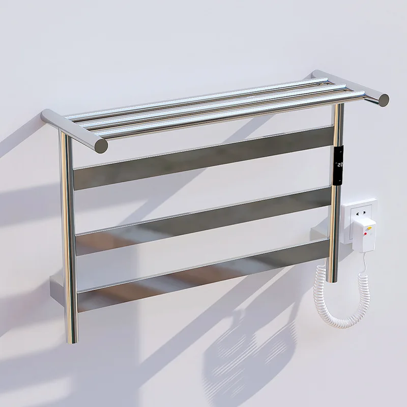 2025 novo luxo ouro toalheiro elétrico inteligente de fibra carbono aquecimento 304 aço inoxidável 80w aquecedor toalha para banheiro 220v