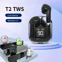 T2 Tws Wireless Bluetooth Headset Transparent Headphones ENC Power Digital Display Stereo Sound Earphones for All Smartphones