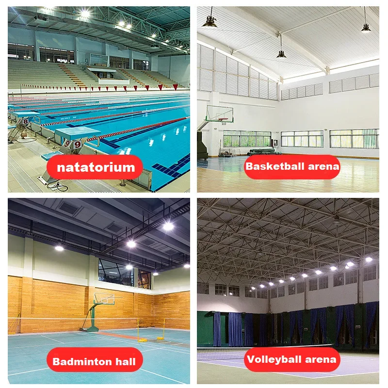 Luz de teto LED anti-vertigem, High Bay Light, iluminação de estádio, garagem, oficina e armazém, 150W, 300W, 100W