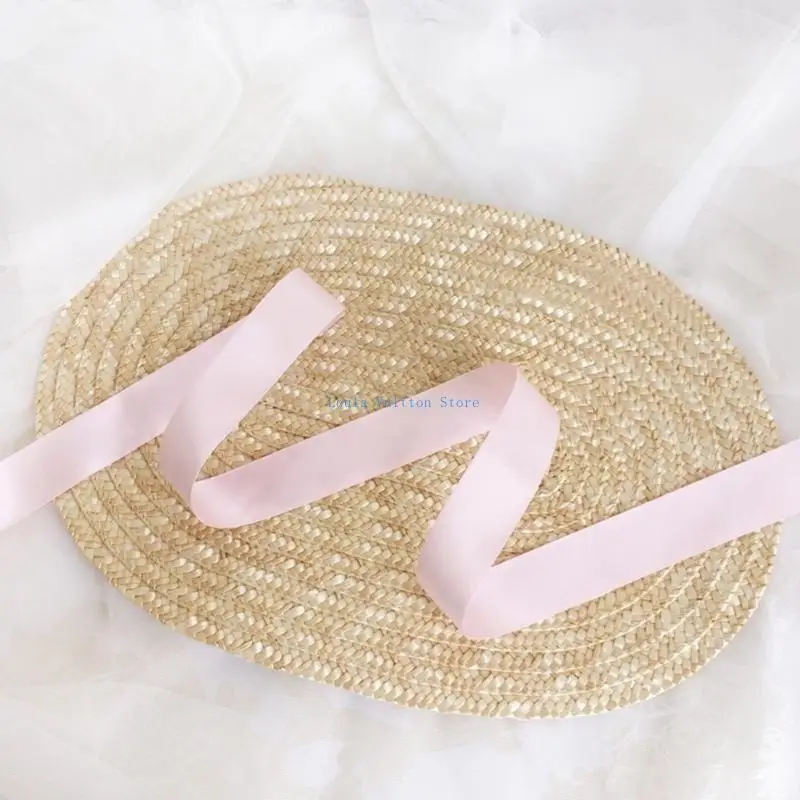 L5YB LolitaStyle słomkowy kapelusz dla kobiet dziewczynki wiktoriański kapelusz TeaParty koronkowa patchworkowa czapka ręcznie