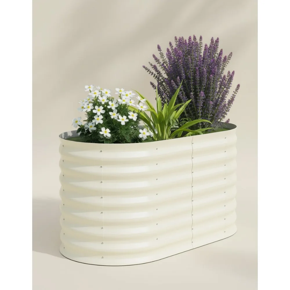 

4x2ft Galvanized Raised Garden Bed Easy Assembly Outdoor Planter Box Vegetables Flowers