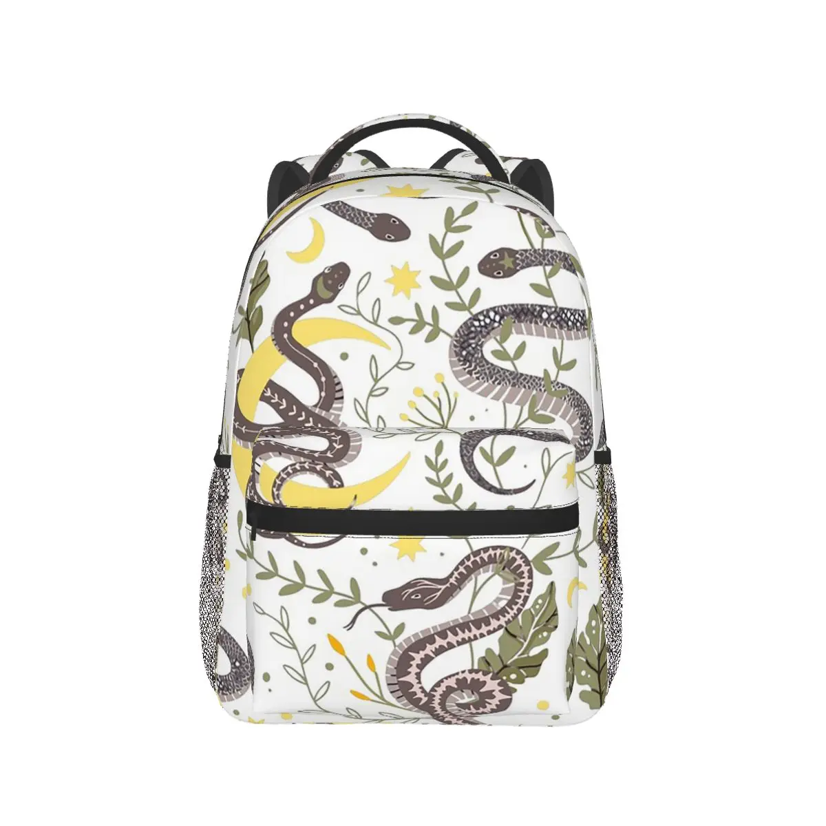 

Gray Giant Snake Entangled And Moon Tones Backpack Hot Sale Daypack Large Capacity Kids BookBag Bag Shoulder Bags for Men Women