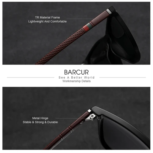 Imagen 2 del producto Marca BARCUR, gafas polarizadas con diseño de punto ondulado para mujer, cómodas y duraderas, montura cuadrada de PC, gafas de sol de ocio para hombre, el mejor regalo a elección
