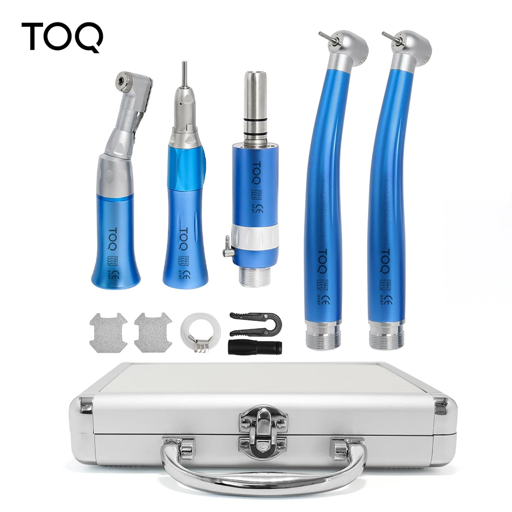 Dental High & Low Speed Handpiece Kit 2/4 Holes Push Button Contra Angle Straight E-type Air Motor 2/4 Hole Handpiece