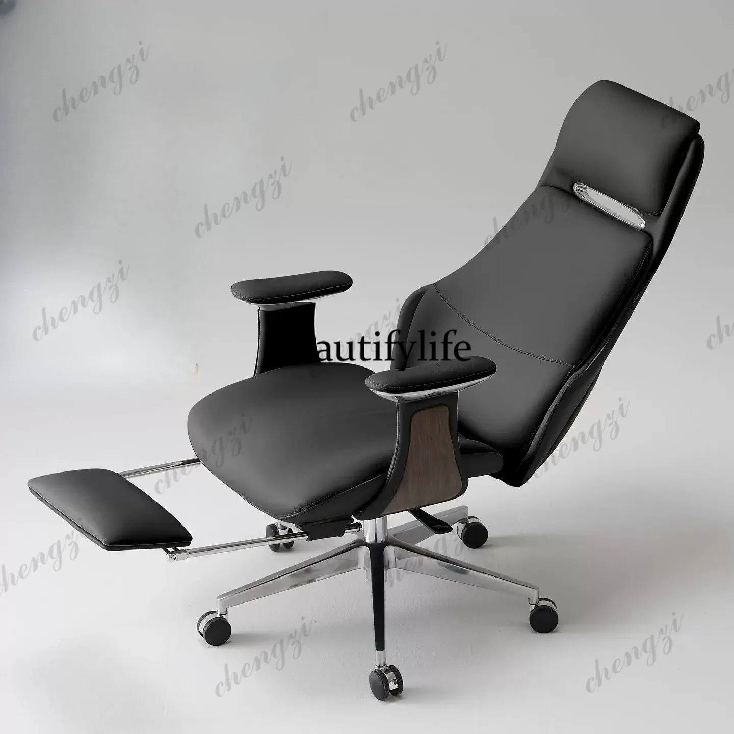 C178Lying flat for lunch, business office chair, ergonomic waist support, sedentary leather boss chair, home study computer chai